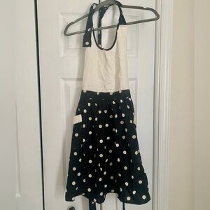 black and white polka dot apron